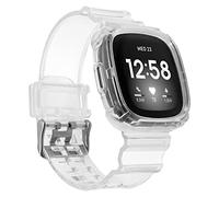 Yibcaiic Band Compatible with Fitbit Versa 4 - Versa 3 - Sense 2 - Sense for Men and Women, Clear Bumper Protective Case, Replacement Wristbands Band Accessories Straps for Fitbit Sense & Versa 3