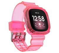 Yibcaiic Band Compatible with Fitbit Versa 4,Versa 3,Sense for Women Men, Clear Bumper Protective Case Replacement Wristbands Band Accessories Straps for Fitbit Sense & Versa 3 & Versa 4 & Sense 2