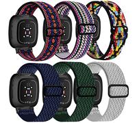 Yibcaiic Elastic Bands Compatible with Fitbit Versa 4 Bands Women - Sense 2 Band Men - Versa 3 Bands Women - Sense Band Men, Adjustable Stretchy Bands Replacement for Fitbit Sense & Fitbit, Ethnic Red
