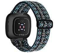 Yibcaiic Elastic Bands Compatible with Fitbit Versa 4 Bands Women - Sense 2 Band Men - Versa 3 Bands Women - Sense Band Men, Adjustable Stretchy Bands Replacement for Fitbit Sense & Fitbit, Posy Green