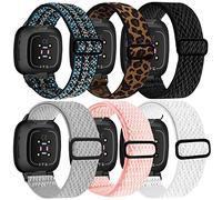 Yibcaiic Elastic Bands Compatible with Fitbit Versa 4 Bands Women - Sense 2 Band Men - Versa 3 Bands Women - Sense Band Men, Adjustable Stretchy Bands Replacement for Fitbit Sense & Fitbit, Posy Green