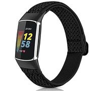 Yibcaiic Stretchy Bands Compatible with Fitbit Charge 5 Bands Women Men Adjustable Elastic Bands Wristbands Accessories Replacement for Fitbit Charge 5, black, Modern