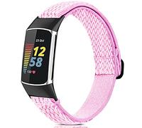 Yibcaiic Stretchy Bands Compatible with Fitbit Charge 5 Bands Women Men Adjustable Elastic Bands Wristbands Accessories Replacement for Fitbit Charge 5, Pink, Modern