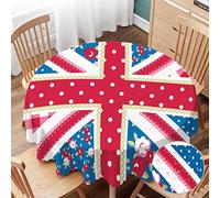 Yibeas Round Tablecloth 60 inch British Flag Tablecloth Cute England Flag in Chic Floral Style Table Cloth for Dining Tables, Parties, Wedding and Banquet Decoration