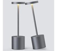 YIBEN 2Pack Cordless Table Lamp, Rechargeable LED Battery 5000mAh Metal USB Portable Powered Desk Lamp, 3 Levels Brightness Light for Restaurants Outdoor (2pack 10.25in Grey)
