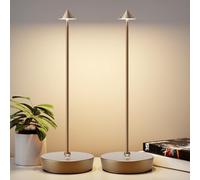 YIBEN 2Pack Rechargeable Cordless Table Lamp, Portable Powered LED Battery 6000mAh Metal USB Desk Lamp, 3 Levels Brightness Light for Restaurants Outdoor (2pack Titanium)
