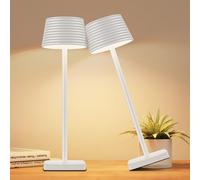 YIBEN LED 2Pack Cordless Table Lamps Rechargeable,Battery 6000mAh LED Portable Lights for Outdoor/Patio/Restaurant/Indoor Desk Lamp - IP54 Waterproof 3 Colors Stepless Dimming (2pack White)