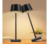 YIBEN Rechargeable Cordless Table Lamp, Battery 5000mAh Metal Aluminum Housing USB LED Portable Powered Desk Lamp, 3 Levels Brightness Night Light for Restaurants Bars Outdoor (black-2pack)