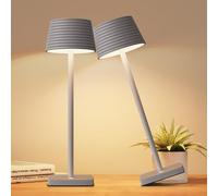 YIBEN Rechargeable Cordless Table Lamp, Battery 5000mAh Metal Aluminum Housing USB LED Portable Powered Desk Lamp, 3 Levels Brightness Night Light for Restaurants Bars Outdoor (Ferrous gray-2pack)