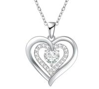YIBENWANL Heart Necklace,Moissanite Diamond Necklaces for Women Birthstone Necklace Jewellery Gift for Her Girlfriend Wife Mum Birthday Anniversary