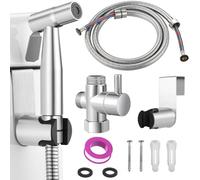 YIBEWANL Handheld Bidet Sprayer, Stainless Steel Shattaf Douche Shower Spray with T-Valve Adapter and 1.5m Hose for Toilet, Bathroom Bidet Jet Spray for Personal Hygiene