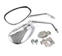 Yibid Universal Chrome Oval Motorcycle Rearview Side Mirrors 10mm, with 7/8" Handlebar Mount for Honda Kawasaki Suzuki Custom Cruiser Chopper Adventure Kymco Victory Vulcan Street Sports Dirt Bike M10