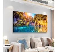 YIBOHUI ART Valley Lake Sun Forest Canvas Wall Art - 40"x20" Nature Landscape Print, Waterproof UV-Resistant Modern Wall Decor for Living Room Bedroom Office Kitchen, Ready to Hang