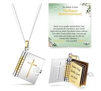 YIBONIKA Loving Cross Book Chain for Girls for Communion Confirmation Christening Confirmation Birthday First Communion Christian Gift for Daughter Goddaughter Sister Granddaughter Niece, regulär