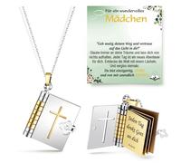 YIBONIKA Loving Cross Book Chain for Girls for Communion Confirmation Christening Confirmation Birthday First Communion Christian Gift for Daughter Goddaughter Sister Granddaughter Niece, regulär