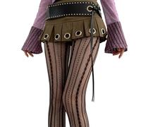 YIBOZI Hollowed Out Lace Tights Geometric Striped Patterned Fishnet Pantyhose for Women