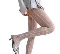 YIBOZI Hollowed Out Lace Tights Geometric Striped Patterned Fishnet Pantyhose for Women