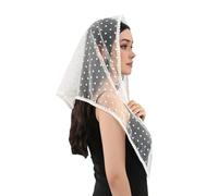 YIBOZI Lace Edged Round Dot Triangle Headscarf,Lace Trim Round Dot Triangular Headscarf Breathable Polyester Hair Accessory For Women Elegant And Stylish Design