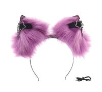 YIBOZI Plush Electric Cat Ear Headband,Rechargeable Plush Animal Ear Headpiece With Moving Usb Propelled For Parties Costuming And Participatory Play