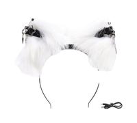 YIBOZI Plush Electric Cat Ear Headband,Rechargeable Plush Animal Ear Headpiece With Moving Usb Propelled For Parties Costuming And Participatory Play