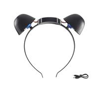 YIBOZI Plush Electric Cat Ear Headband,Rechargeable Plush Animal Ear Headpiece With Moving Usb Propelled For Parties Costuming And Participatory Play