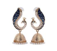 YIBOZI Retro Indian Bollywood Earrings Ethnic Style Kundan Peacock Jhumka Jhumki Drop Earring Gypsy Jewelry Decoration Earrings