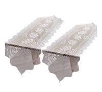 YIBOZI Tables Runner,2Pieces Handmade Cotton Lace Table Runner Doilies, White Floral Crochet Placemats for Dining and Coffee Tables