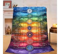 Yibuda Chakra Blanket Yoga Meditation Flannel Plush Throw Blanket Cozy Colorful Energy Centers Mantras Decor Fleece Stuff Blanket Gifts for Yogis Lover Girls Boys Kids Adults Women Bed Travel 40"x50"