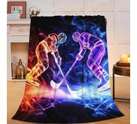 Yibuda Neon Hockey Player Blanket Ice Hockey Flannel Plush Throw Blanket Cozy Sports Fans Decor Fleece Stuff Blanket Gifts for Lover Girls Boys Kids Adults Women Bed Travel 40"x50"
