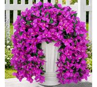 YIBUKIY Artificial Bougainvillea Hanging Flowers Plants for Outdoors Decoration, 2pcs Fake Flowers Silk Bougainvillea Vines Realistic UV Resistant Faux Flowers for Planters Porch Patio Urn (Fuchsia)