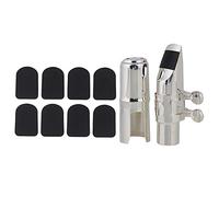 Yibuy 10 Pcs Silver Saxophone Mouthpiece 6# for E-flat Alto w/ 0.8mm Patch Brass nickel plated