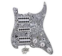 Yibuy 3-Ply Electric Guitar 5-Way Switch HSH Pickguard Black White Zebra Color