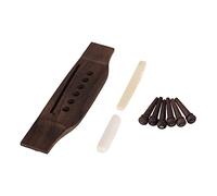 Yibuy 6 Pcs Rosewood Bridge Pins with Guitar Bridge and White Bone Saddle Nut