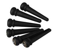 Yibuy 6 x White Dot Acoustic Guitar Ebony Bridge End Pin Nut 5.33mm Bayonet Black