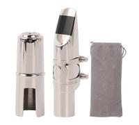 Yibuy Alto E Flat Sax Mouthpiece 7# Clamp Silver for Music Lover w/Bag Silver Plated