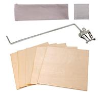 Yibuy Baritone Lyre Music Stand 0.16x0.16" Square Wood Color Silver and Cork Sheet Pack of 6