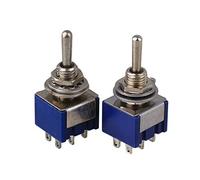 Yibuy Blue 3-Way Design AC 125V 6A Double Pole DPDT On/OFF/On 3P Toggle Switch Pack of 2