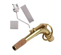 Yibuy Brass Alto Saxophone Elbow Bend Neck & Silver Sax Marching Lyre Clip Set