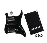 Yibuy HSH 3-Ply Pickguard Pickup Set Black Guitar Tremolo Spring Cover with Screws
