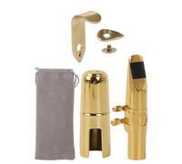 Yibuy Metal Mouthpiece 7# Clamp Replacement Gold & Thumb Hook Rest Holder Set Brass