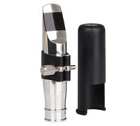 Yibuy Saxophone Mouthpiece Set - 7#, Silver-plate Copper, Leather Ligature, Plastic Cap - Saxophone Replacement Parts