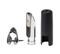 Yibuy Silver Metal JAZZ Bb Soprano Saxophone 6# Mouthpiece with Leather Clip
