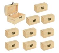 Yicaam 10 Pcs Small Unfinished Wooden Treasure Chest Box (9x5x4.5cm) Mini Wood Treasure Box with Locking Clasp for DIY Crafts and Party Favor