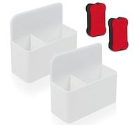 Yicaam 2 Pieces Magnetic Storage Box Eraser Marker Holder with 2 Magnetic Eraser Brush, Magnetic Pen Holder for Fridge, Whiteboard and Locker