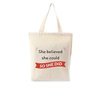Yicadorn Inspirational Gifts for Women She Believe She Could So She Did,Personalised Tote Bag,Birthday Thank You Friendship Gifts for Friend,Christmas Presents for Women