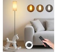 YICAIZI Floor Lamp for Living Room, 12W Modern Standing Lamp with Beige Linen Lampshade, Magnetic Remote Control and Foot Switch, Stepless Dimmable Colors Temperature & Brightness