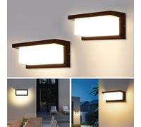 YICALE 18W Outdoor Wall Lights 2PCS,3000K IP65 Waterproof Outside Lights Mains Powered,Aluminium Outside Wall Lights,Front Door Lights for Porch,Garden,Garage,Living Room