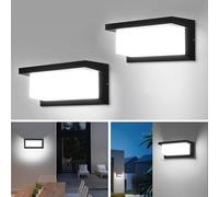 YICALE 18W Outdoor Wall Lights 2PCS,6500K IP65 Waterproof Outside Lights Mains Powered,Aluminium Outside Wall Lights,Front Door Lights for Porch,Garden,Garage,Living Room