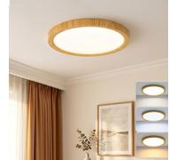 YICALE 30W LED Ceiling Light Wood Grain, Kitchen Lights Ceiling Ø30cm | Modern Flat Ceiling Light, 3000K/4000K/6500K Round Ceiling Lighting, Light Fixture Ceiling for Bathroom,Bedroom, Living Room
