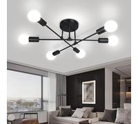 YICALE 6 Lights Sputnik Ceiling Light, Black Ceiling Lights Living Room Angle Adjustable,Semi Flush Mount Modern Chandeliers Ceiling Light Fitting for Kitchen,Bedroom,Dining Room,E27 Base(NO Bulbs)